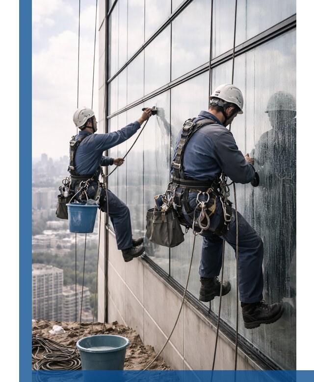 Профессиональная мойка фасадных окон альпинистами в Реутове