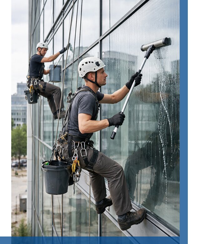 Мойка витражей альпинистами в Реутове от 728 р. под ключ|ВЫСОТНИК-Ртв