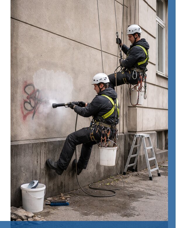 Удаление граффити с фасада в Реутове от 4683 р. | ВЫСОТНИК-Ртв