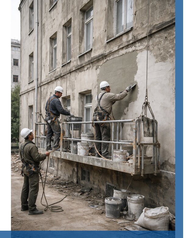 Капитальный ремонт фасада в Реутове от 4371 р. | ВЫСОТНИК-Ртв