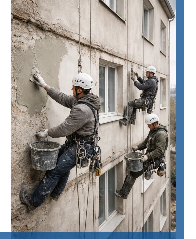 Ремонт штукатурного фасада в Реутове от 781 р. под ключ | ВЫСОТНИК-Ртв