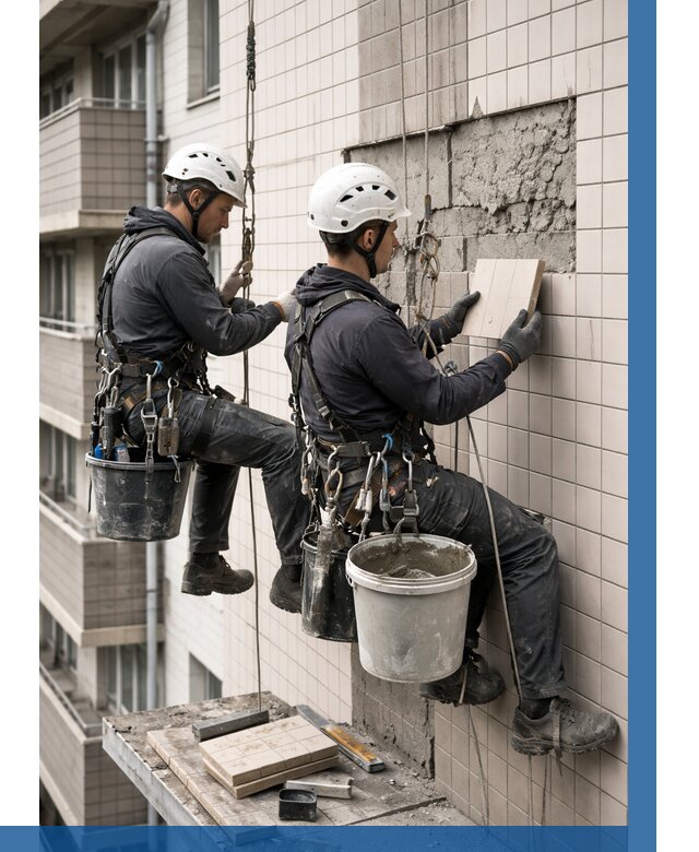 Ремонт облицовки фасада плиткой в Реутове от 1873 р. | ВЫСОТНИК-Ртв