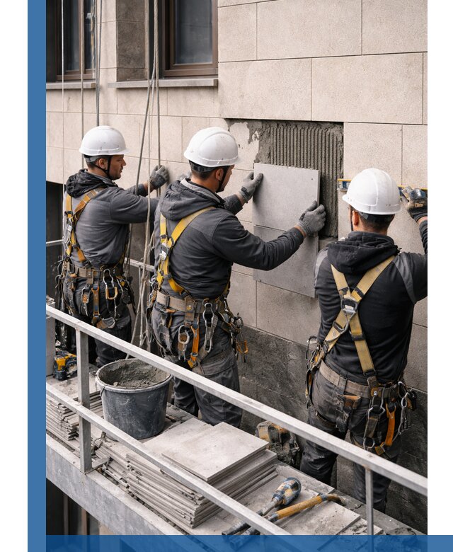 Ремонт облицовки фасада плиткой в Реутове с гарантией