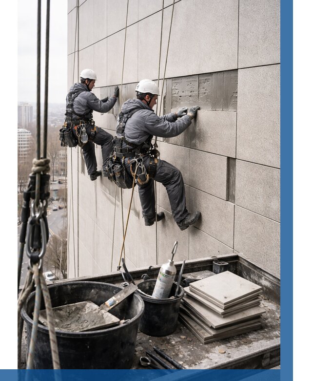 Ремонт фасада из керамогранита в Реутове от 2602 р. | ВЫСОТНИК-Ртв