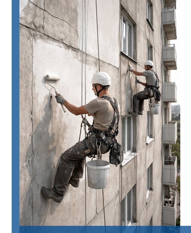 Покраска бетонного фасада в Реутове для жилых и промышленных объектов