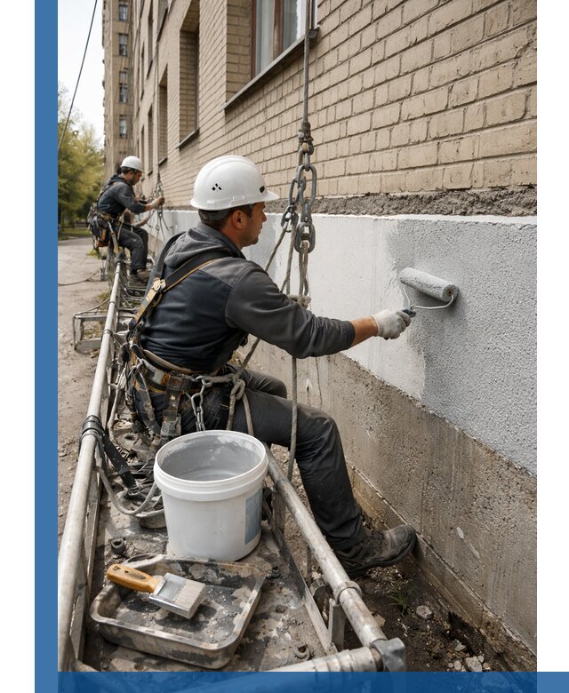 Окраска цоколя здания в Реутове профессионально и надежно