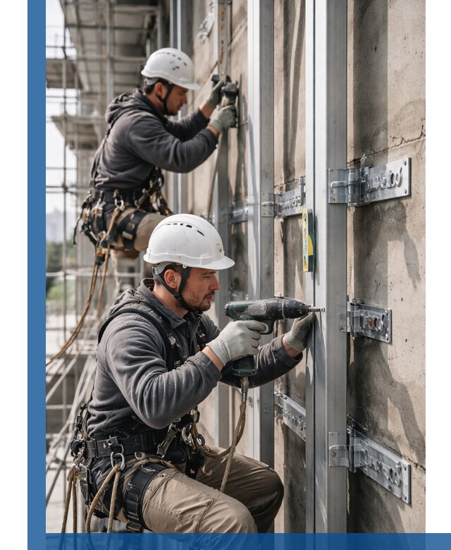 Монтаж и крепление подсистемы вентфасада в Реутове