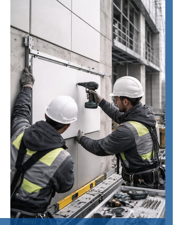 Монтаж композитных панелей фасада в Реутове от 2602 р. | ВЫСОТНИК-Ртв