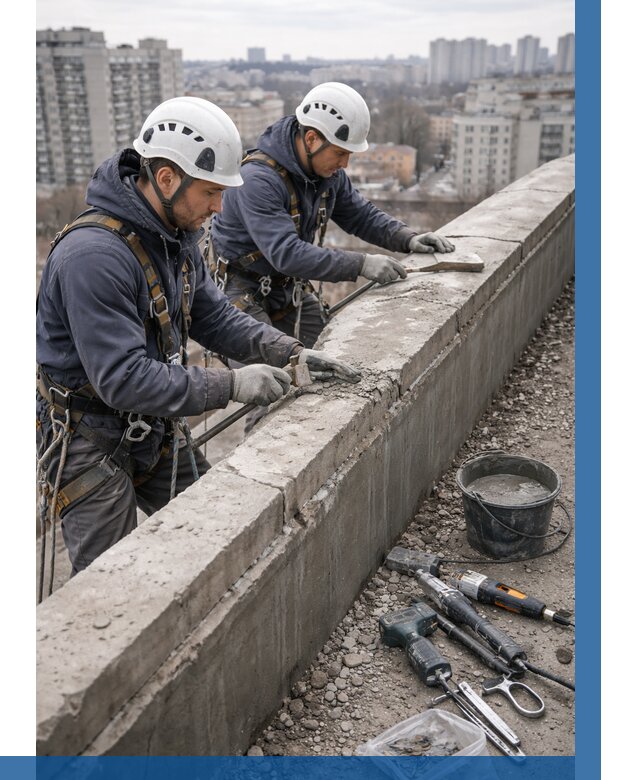 Ремонт парапета на кровле в Реутове от 1561 р. | ВЫСОТНИК-Ртв