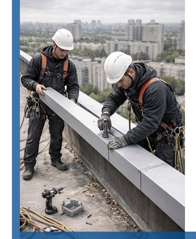 Монтаж парапетных крышек и ограждений кровли в Реутове