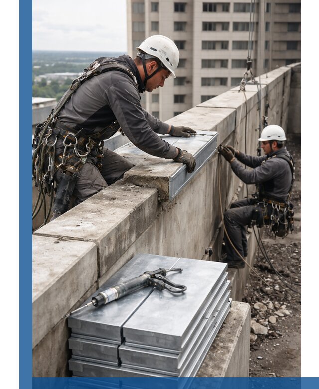 Замена парапетных крышек и установка новых в Реутове