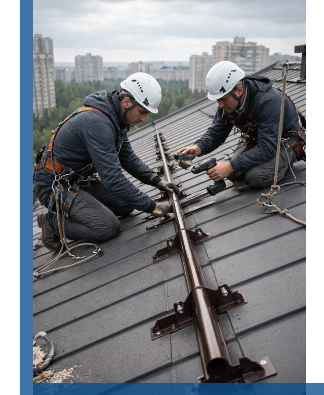 Монтаж снегозадержателей на кровле зданий в Реутове под ключ