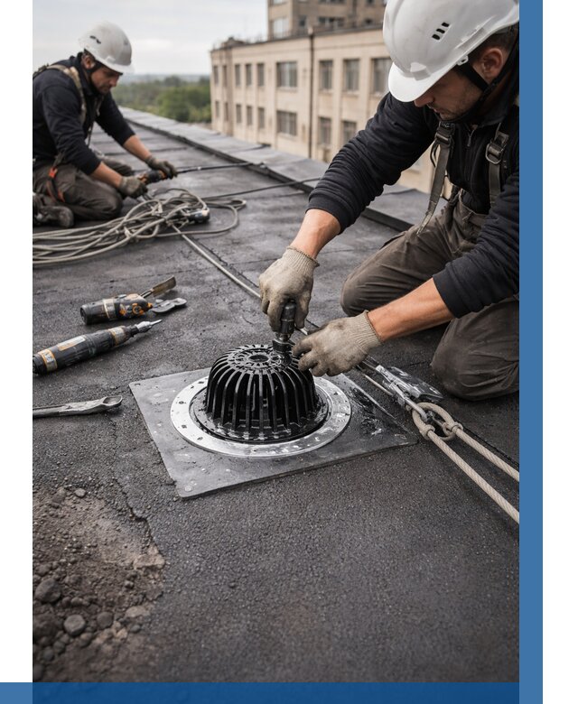 Установка водосточных воронок в Реутове цена от 3642 р. | ВЫСОТНИК-Ртв