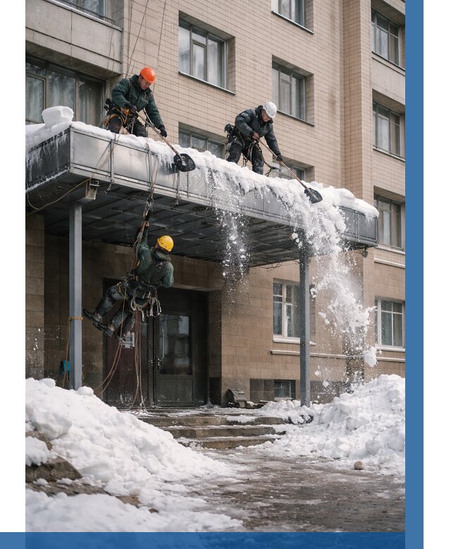 Очистка козырьков от снега в Реутове от 3642 р. | ВЫСОТНИК-Ртв