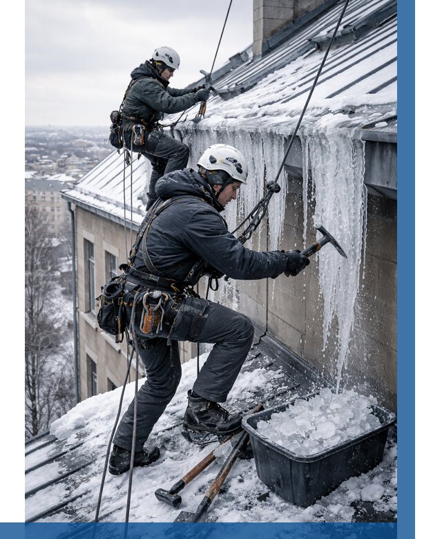 Удаление наледи с кровли в Реутове от 5724 р. | ВЫСОТНИК-Ртв