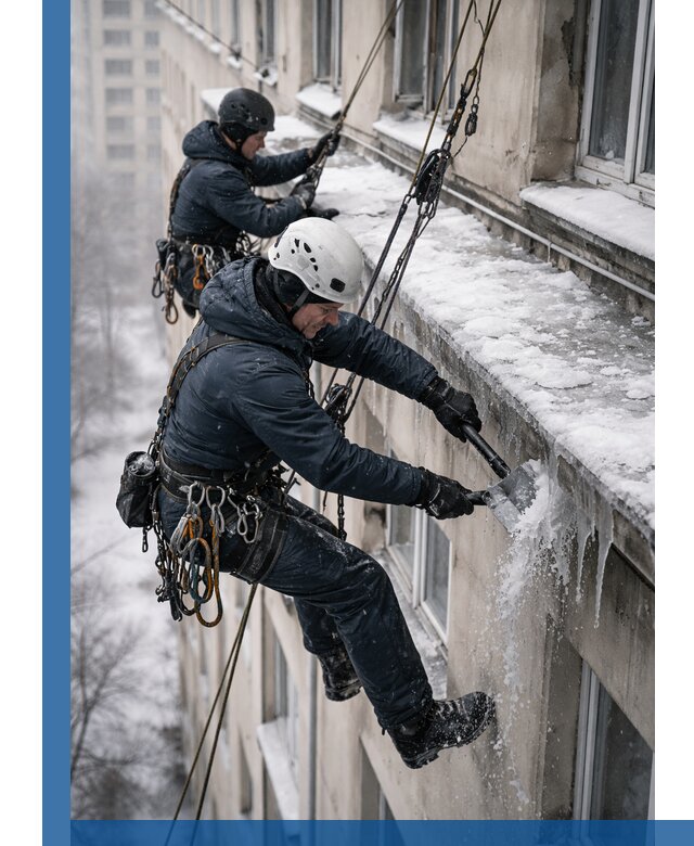 Удаление наледи и сосулек с карнизов в Реутове профессионально