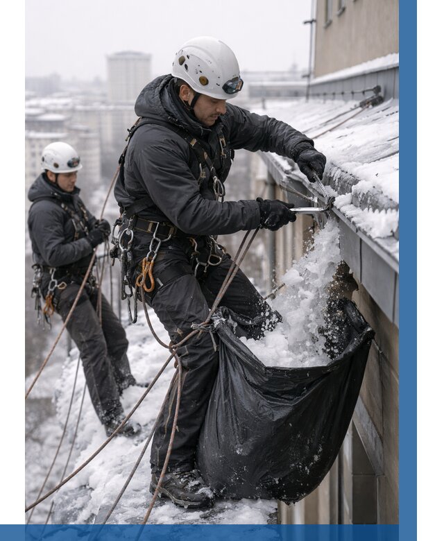 Аварийная очистка крыши в Реутове под ключ от 312 р. | ВЫСОТНИК-Ртв