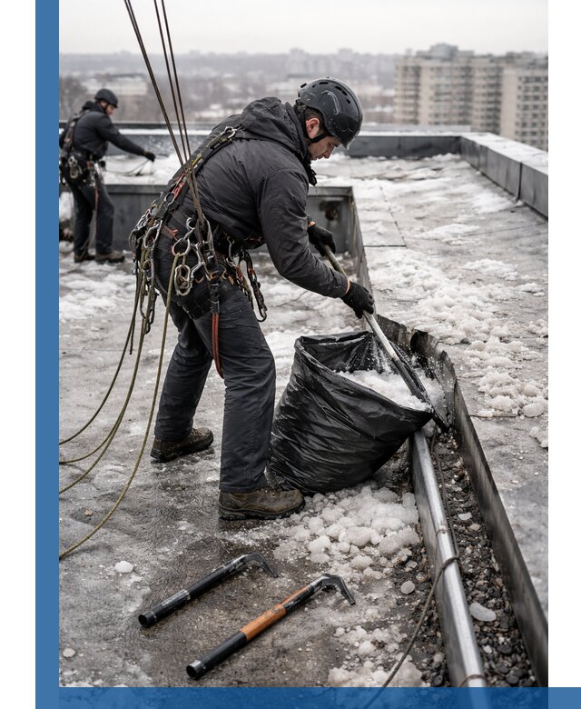 Аварийная очистка кровли в Реутове от промальпинистов