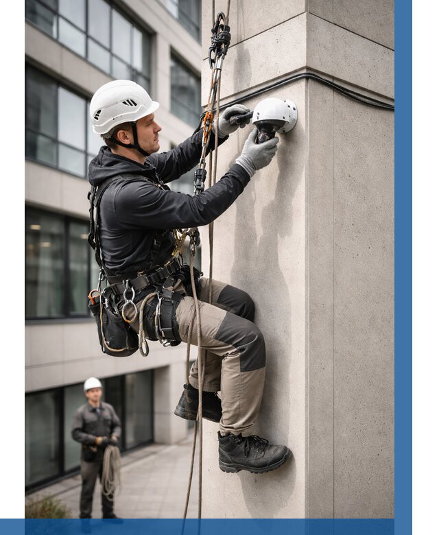 Монтаж камер видеонаблюдения на фасаде в Реутове от 8846 р.-ВЫСОТНИК-Ртв