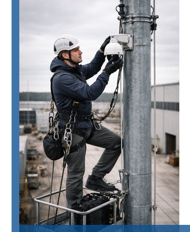 Профессиональная установка видеокамер на мачте в Реутове