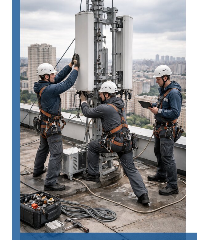 Монтаж антенн связи на крыше в Реутове с вводом в эксплуатацию