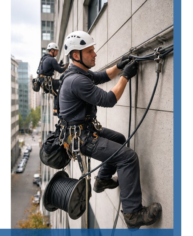 Прокладка кабеля по фасаду в Реутове от 364 р. | ВЫСОТНИК-Ртв