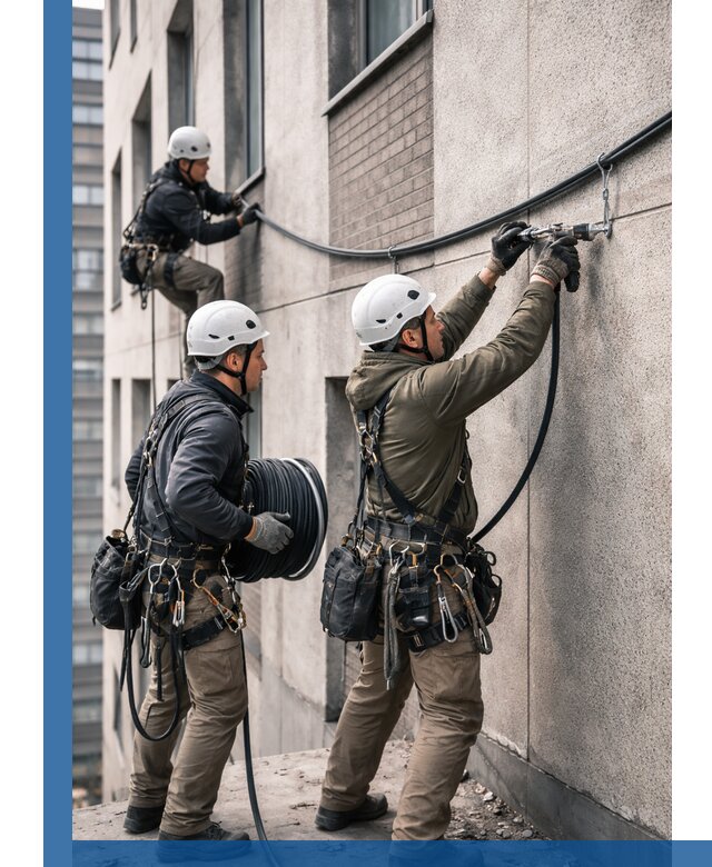 Прокладка кабеля по фасаду в Реутове, профессиональный монтаж