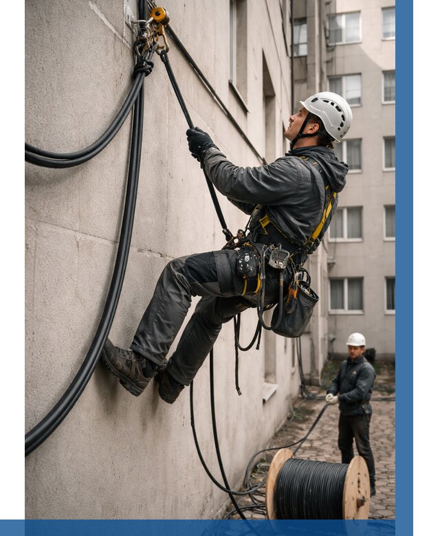 Протяжка кабеля питания на высоте в Реутове от 468 р. | ВЫСОТНИК-Ртв