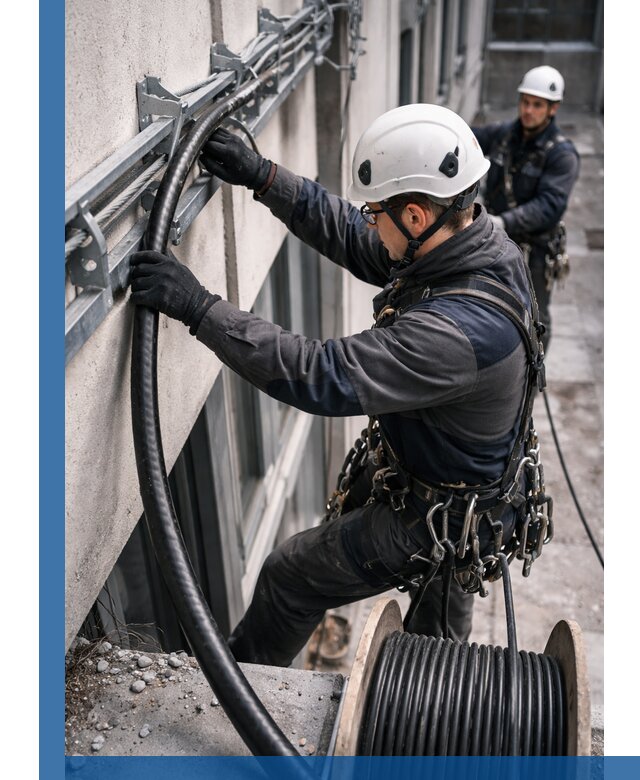 Протяжка кабеля питания на высоте в Реутове с гарантией безопасности и качества