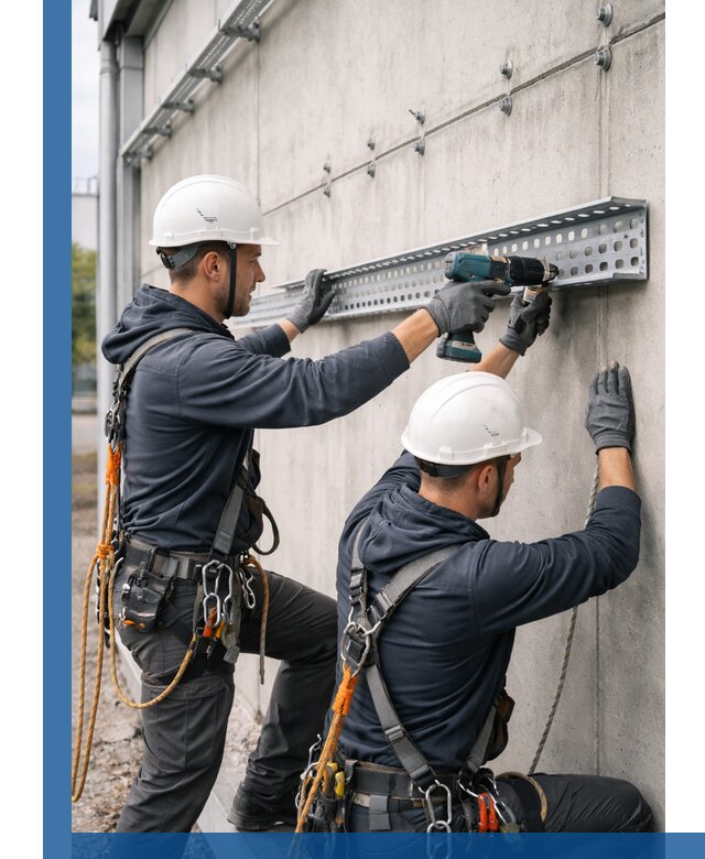 Монтаж кабельных лотков на фасаде зданий в Реутове с гарантией