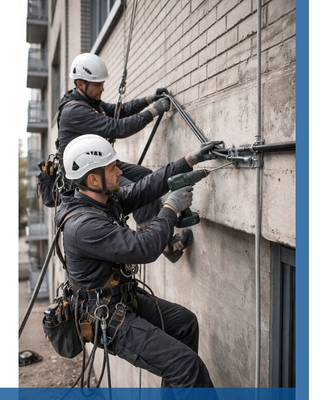 Крепление кабеля на фасаде в Реутове от 364 р. | ВЫСОТНИК-Ртв