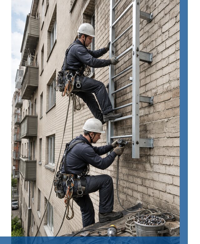 Монтаж пожарной лестницы в Реутове от 26018 р заказать у ВЫСОТНИК-Ртв