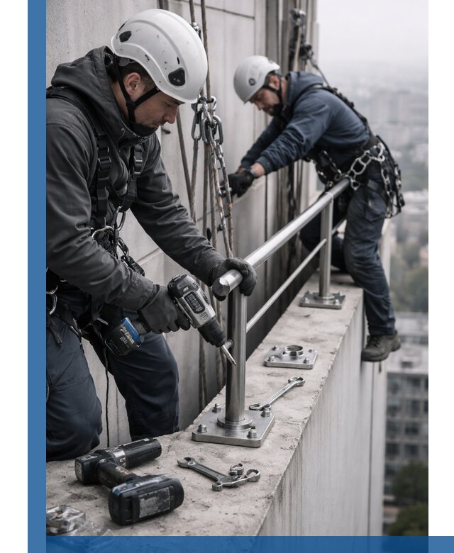 Монтаж перил на высоте в Реутове для жилых и промобъектов