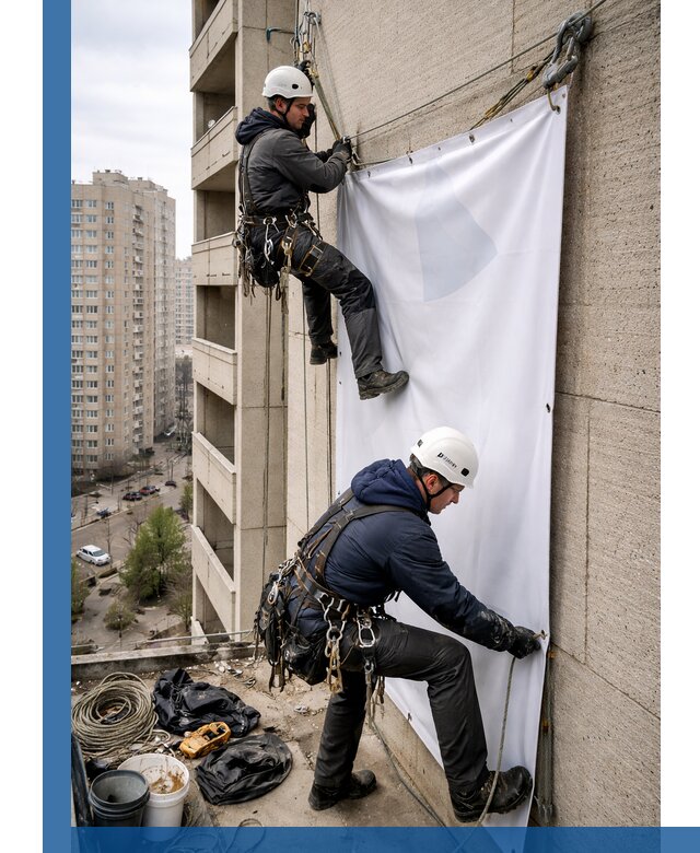 Профессиональный монтаж баннеров на фасаде в Реутове