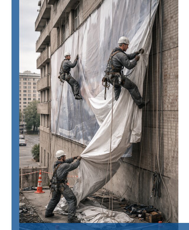 Демонтаж баннеров с фасада в Реутове оперативно и безопасно