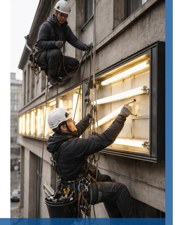 Замена ламп в вывеске в Реутове под ключ от 3642 р. | ВЫСОТНИК-Ртв