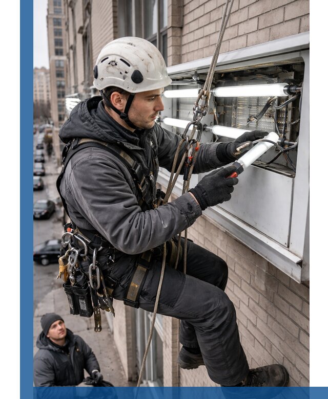 Профессиональная замена ламп в наружной вывеске в Реутове