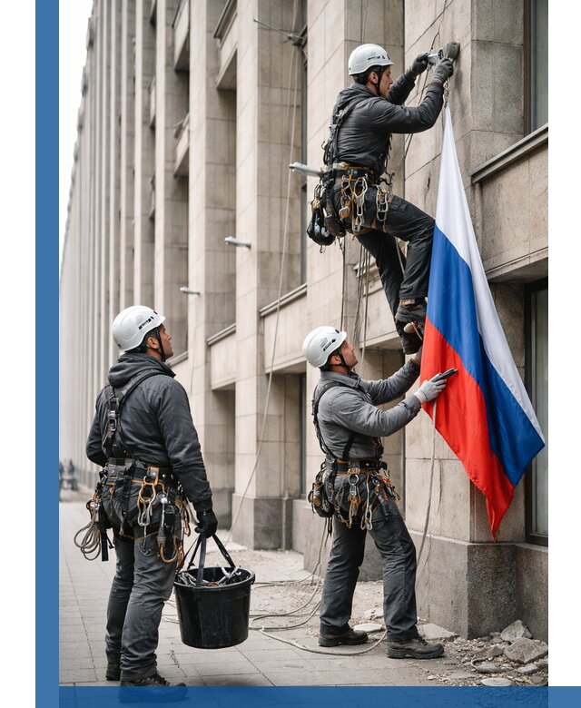 Профессиональная установка флагов на фасаде в Реутове