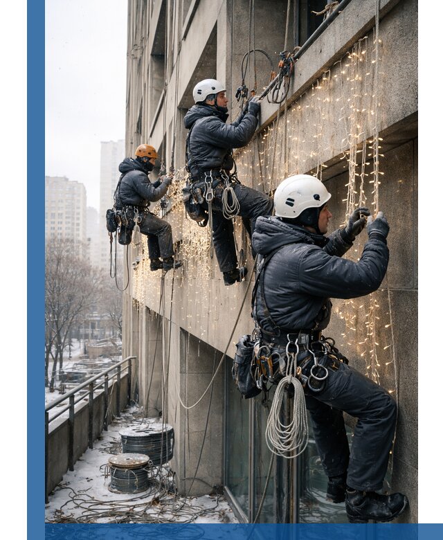 Монтаж новогодней иллюминации и украшение фасадов в Реутове