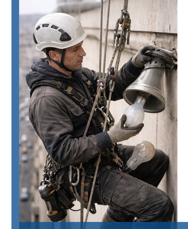 Замена ламп на высоте в Реутове профессионально и быстро