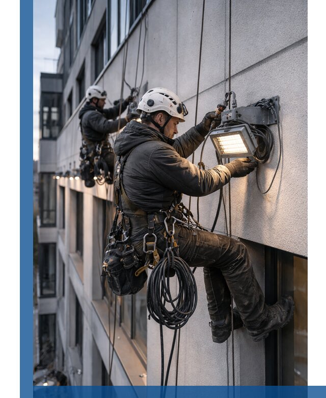 Монтаж фасадного освещения в Реутове установка и подключение