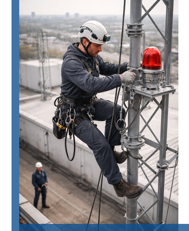 Монтаж заградительных огней и обслуживание объектов в Реутове
