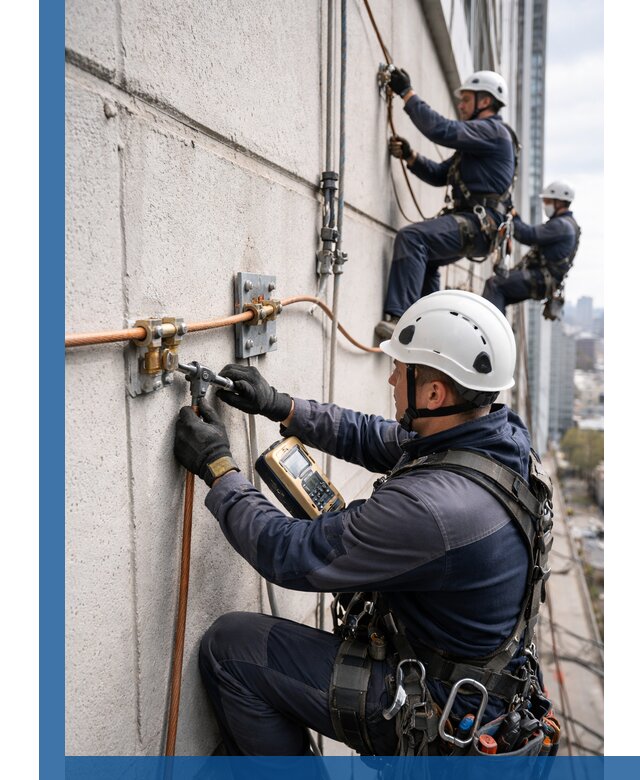 Монтаж системы заземления здания и молниезащиты в Реутове