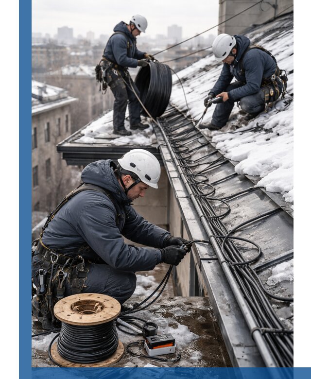 Монтаж греющего кабеля на кровле в Реутове под ключ