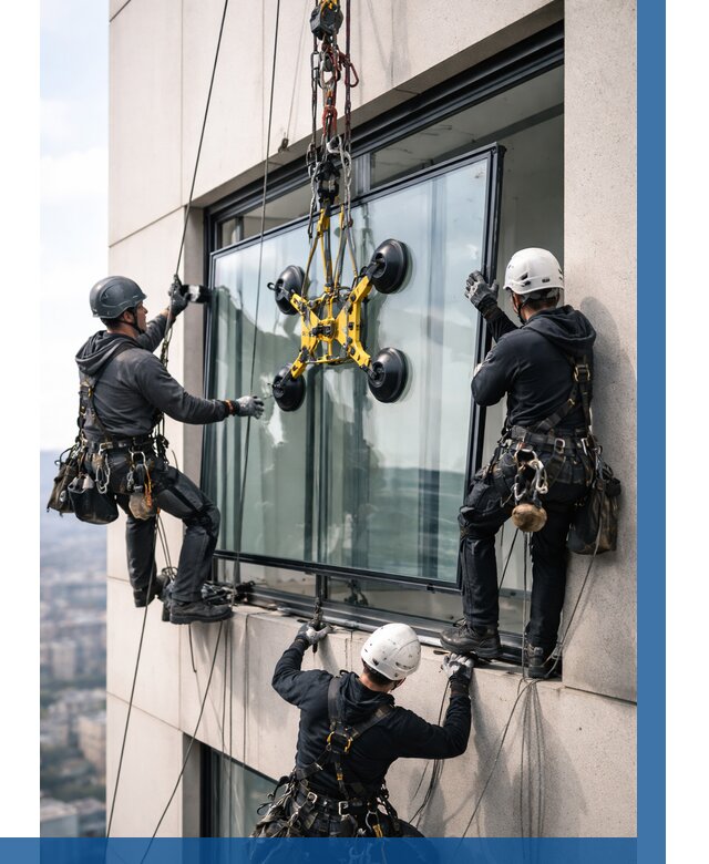 Монтаж стеклопакетов на высоте в Реутове от 3330 р. | ВЫСОТНИК-Ртв