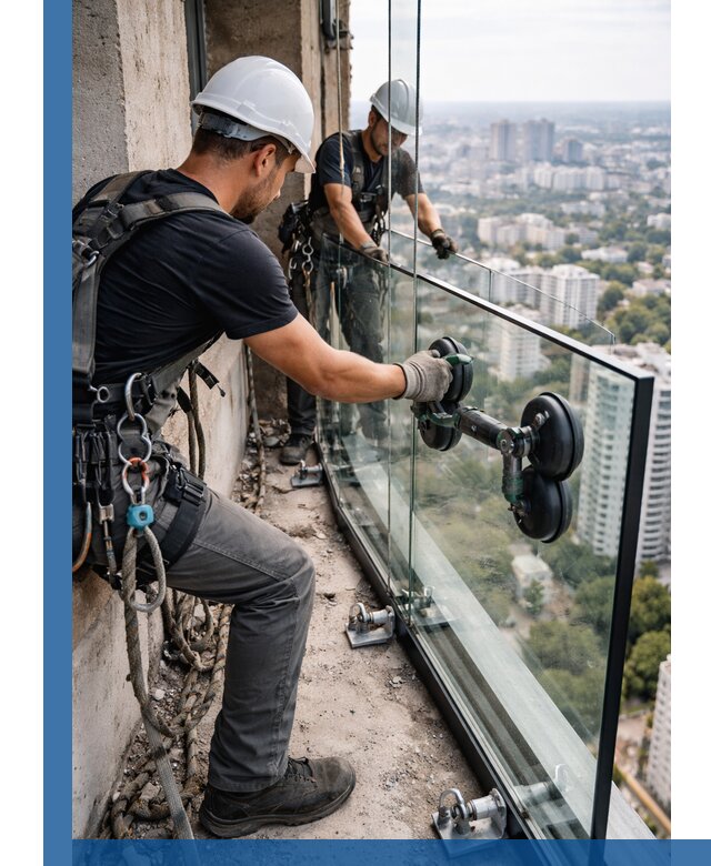 Монтаж стеклянных ограждений под ключ с гарантией в Реутове