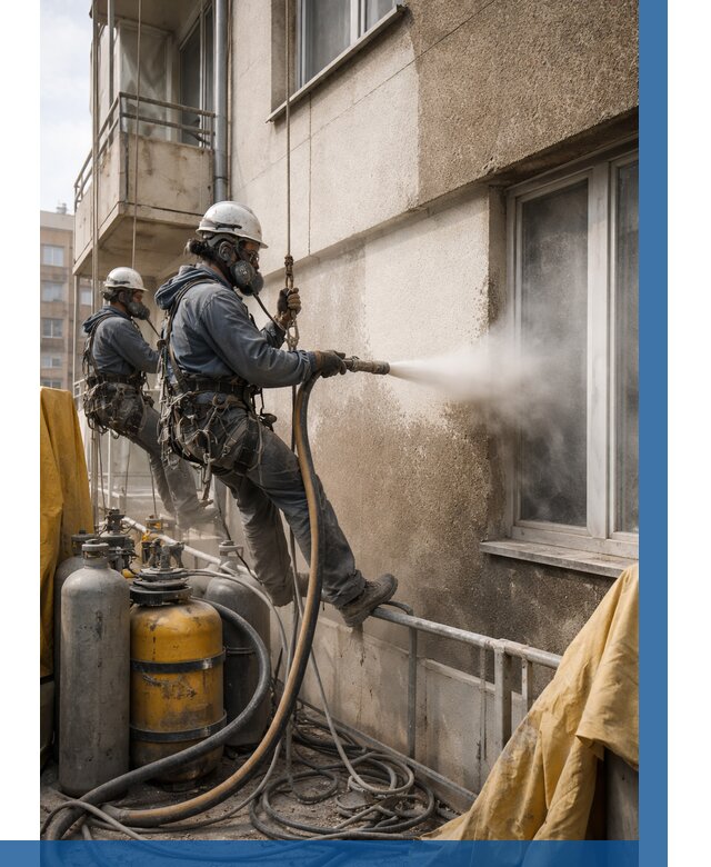 Пескоструйная очистка фасада в Реутове от 676 р. | ВЫСОТНИК-Ртв