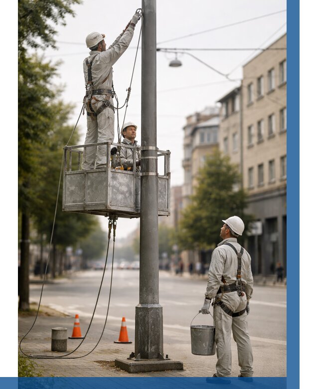 Покраска опор освещения в Реутове от 5204 р. | ВЫСОТНИК-Ртв