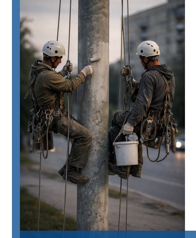 Покраска опор освещения и антикоррозийная защита в Реутове