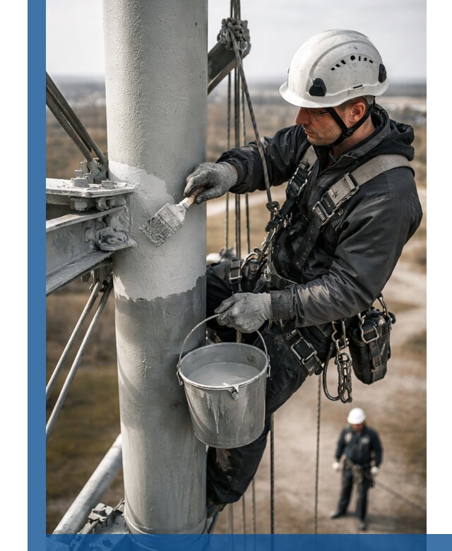 Покраска мачт связи в Реутове промышленными альпинистами